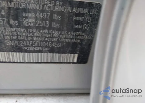 2015 Hyundai Sonata Se from USA, damaged, VIN 5NPE24AF5FH046459